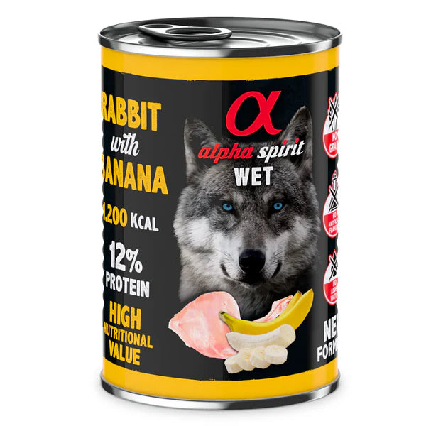 Alpha Spirit- Rabbit with Banana Complete Wet Canned Dog Food