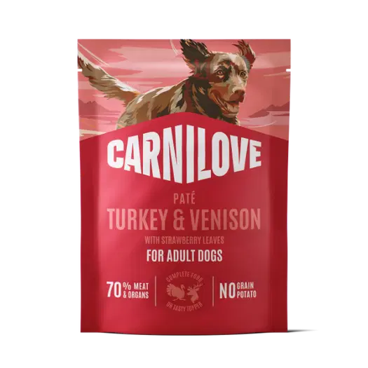 Carnilove Dog Pouch Paté Turkey & Venison with Strawberry Leaves